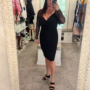 Black midi v neck ruched Ralph Lauren Dress